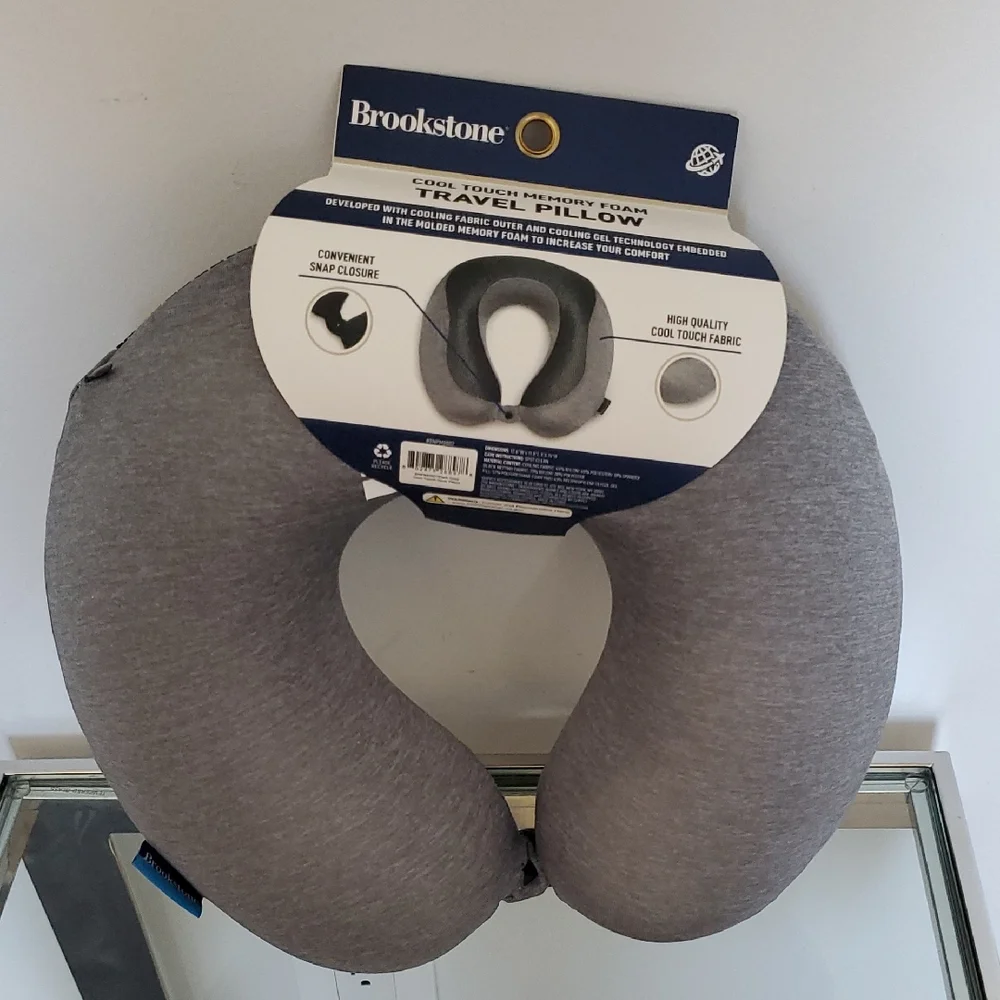 Brookstone Gray Travel Pillow new without tags